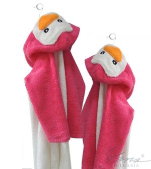 Bademantel für Kinder Pinguin rosa