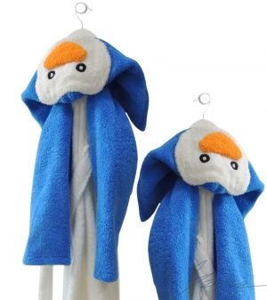 Bademantel für Kinder Pinguin weiß
