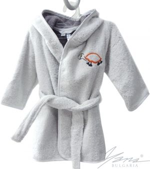 Kids' bathrobe Iva Microcotton gray and embroidery