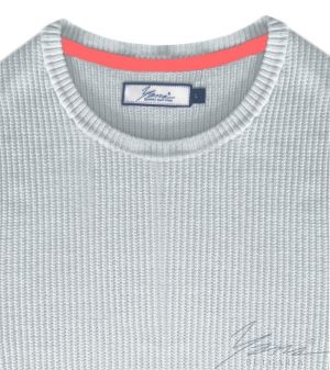 Men's round neck sweater, long sleeves, gray