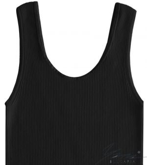 Women's tank top in elastic knit,black