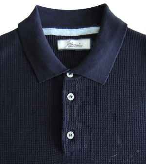 Рубашка мужская с воротником поло, короткий рукав, темно-синяя