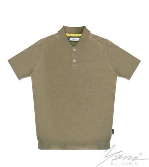 Men's polo collar shirt, short sleeves, khaki
