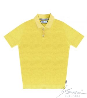 Рубашка мужская с воротником поло, короткий рукав, желтая