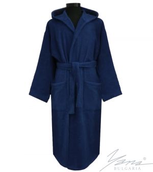 Adult bathrobe Micro Cotton dark blue
