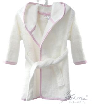 Dětský župan Micro bavlna bílý s růžovým lemovánímpo pelín