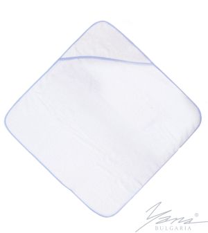Пеленка для новорожденного из микрохлопка белая с синей поплиновой отделкой