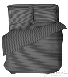 Luxury bed linen cotton satin grey stripe