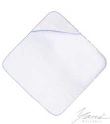 Пеленка для новорожденного из микрохлопка белая с синей поплиновой отделкой