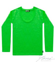 Дамски пуловер бие зелен