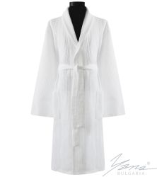 Bathrobe with raised collar Waffle white