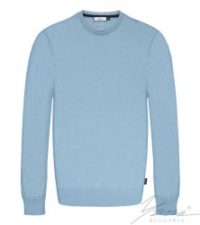 Мъжки пуловер обло деколте, дълъг ръкав, светло син