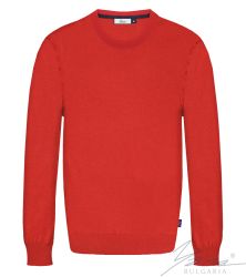 Мъжки пуловер обло деколте, дълъг ръкав, червен