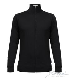 Мъжка тънка вълнена жилетка с цип черна