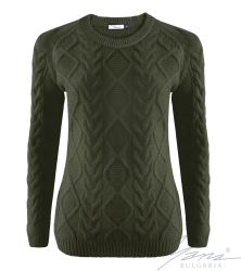 Дамски пуловер бие зелен