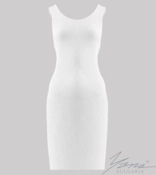 Damenkleid aus elastischem Strick, weiß