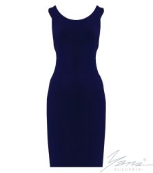 Дамска рокля в ластична плетка, тъмно синя