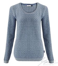 Дамски пуловер бие син / св. сив
