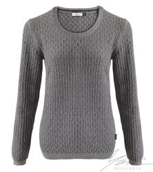 Дамски пуловер бие т. сив / св. сив