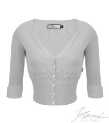 Дамска жилетка с 3/4 ръкави, сива