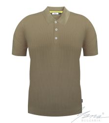 Мъжка риза поло яка, къс ръкав, цвят каки