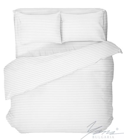 Луксозно спално бельо памук сатен бяло райе