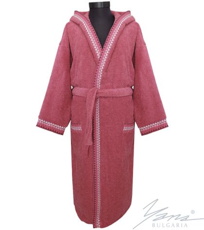 Дамски халат Микропамук F296 т. роза
