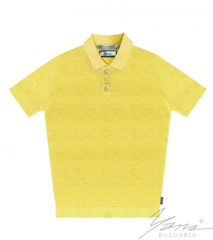 Мъжка риза поло яка, къс ръкав, жълта