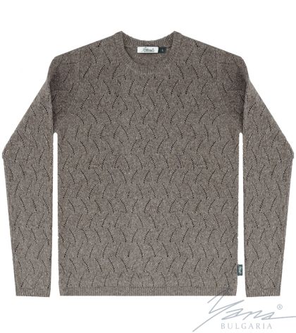 Damenpullover, Halssaum, dunkelbeige