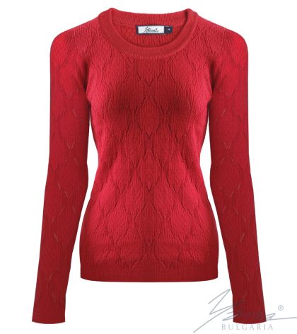 Дамски пуловер бие червен