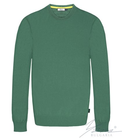 Men's round neck sweater, long sleeves, green