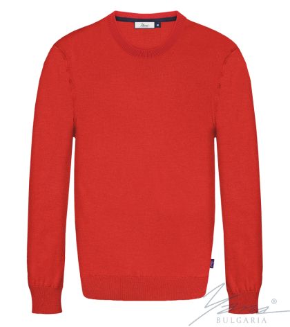 Мъжки пуловер обло деколте, дълъг ръкав, червен