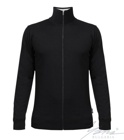 Men’s thin wool full zip cardigan sweater in dark blue 