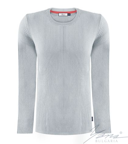 Men's round neck sweater, long sleeves, gray
