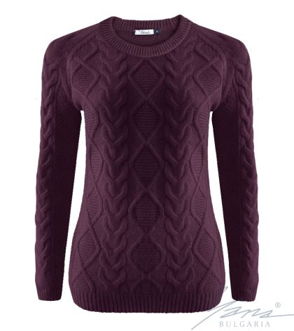 Damenpullover, Halssaum, bordo