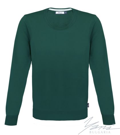 Мъжки тънък вълнен пуловер обло деколте петрол