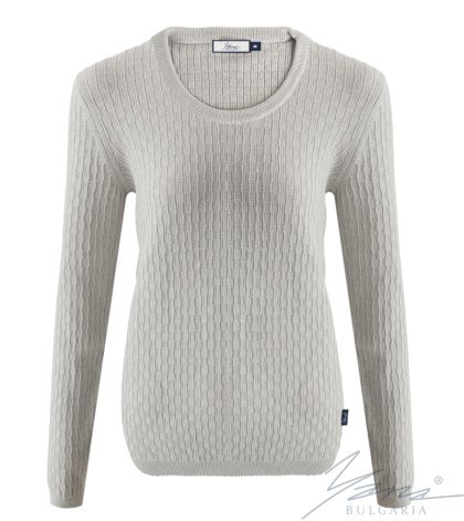 Дамски пуловер бие св. сив 