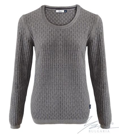 Дамски пуловер бие т. сив / св. сив