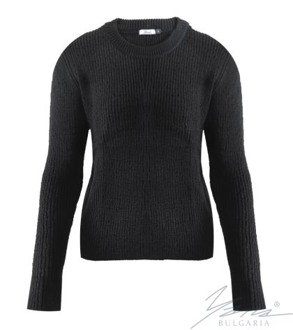 Дамски вълнен пуловер бие черен