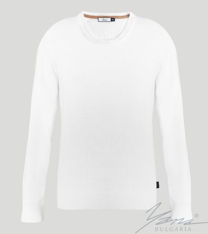 Дамски втален пуловер "О" деколте бял