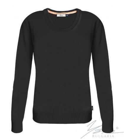 Дамски втален  пуловер "О" деколте черен