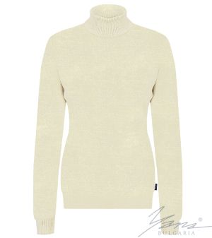 Женский шерстяной свитер с высоким воротником, светльй