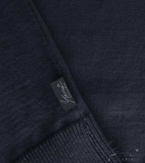 Men's wool round neck sweater in dark blue