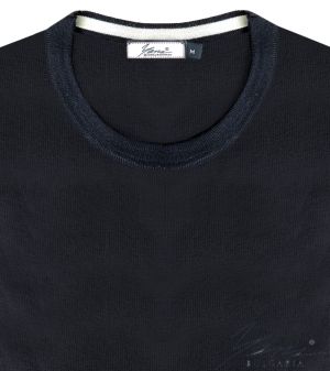 Men's wool round neck sweater in dark blue
