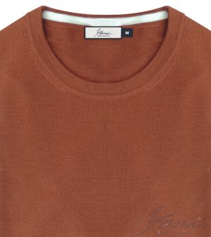 Men's wool round neck sweater in terra