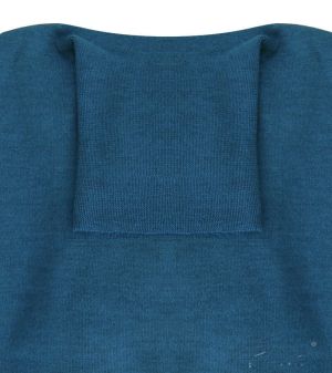 Дамски вълнен пуловер високо поло петрол