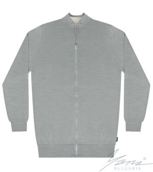 Men's wool full zip cardigan sweater in gray