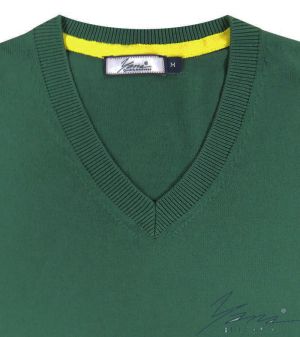 Мъжки пуловер шпиц деколте, дълъг ръкав, зелен