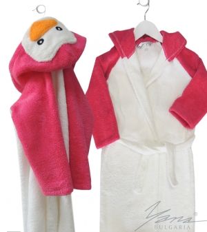 Kids' bathrobe Pinguin Rose