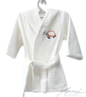 Kids' bathrobe Iva white with embroidery